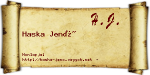 Haska Jenő névjegykártya